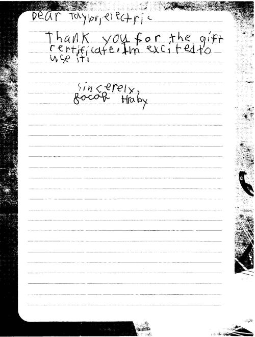 thank you note