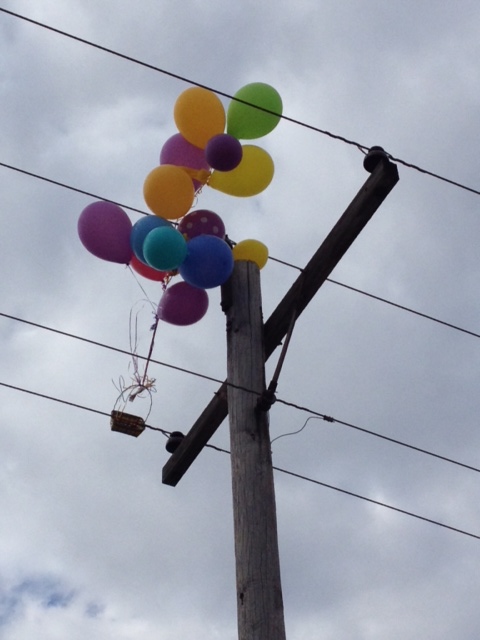 balloons in powerlines